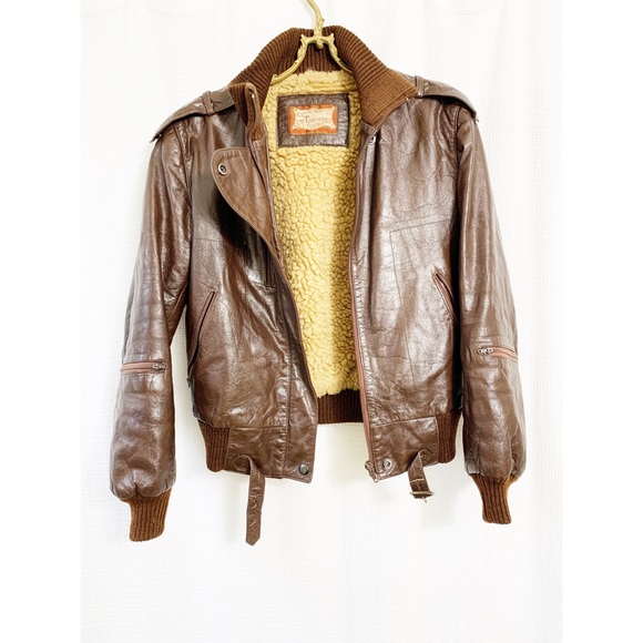 Vintage brown leather moto jacket